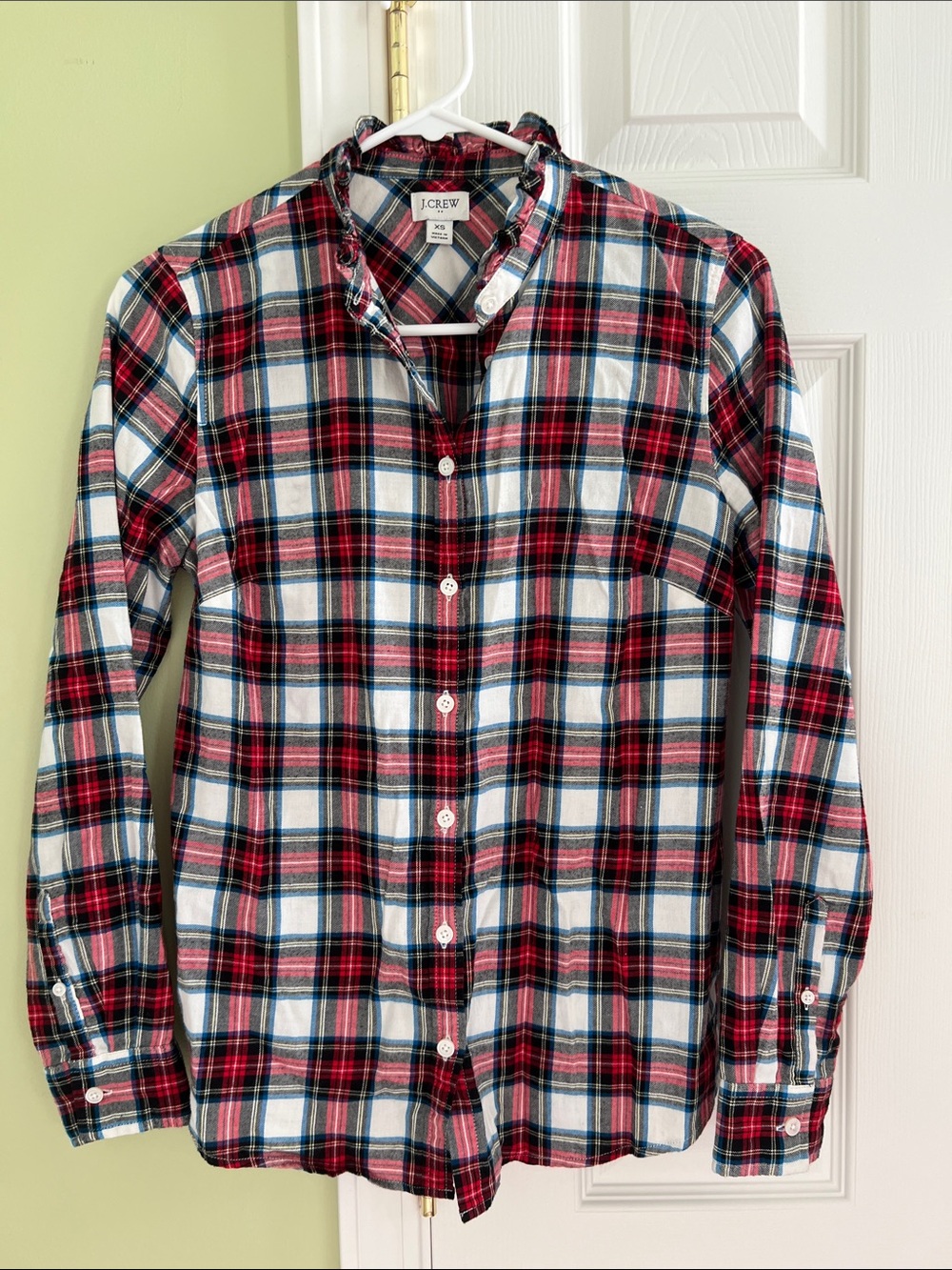J. Crew Women’s Red, Black, Blue & White Plaid Button-Down Shirt